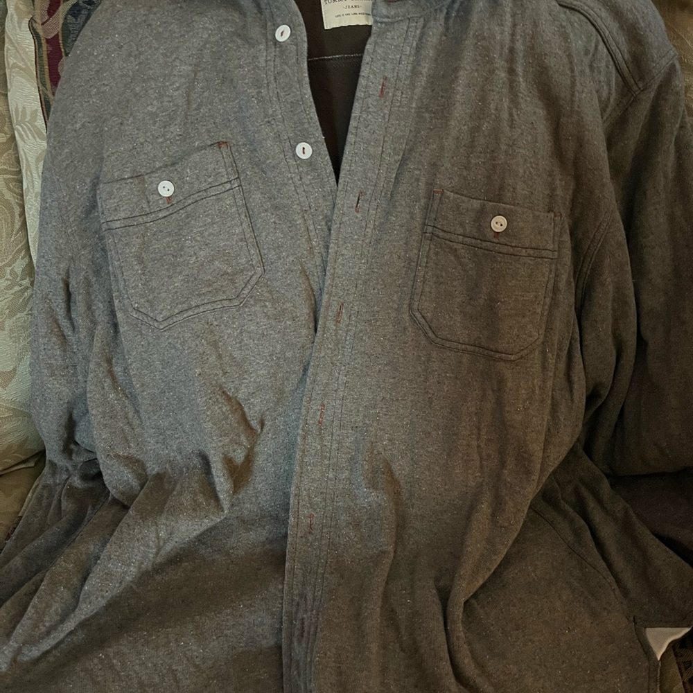Tommy Bahama jeans button down lined shirt.  Thick and warm. Light brown sizeXXL